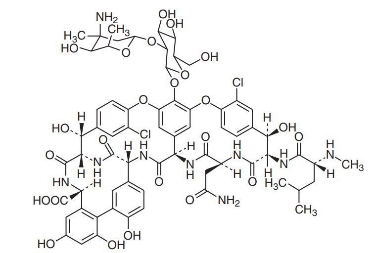 Hình  1. Cấu trúc phân tử vancomycin