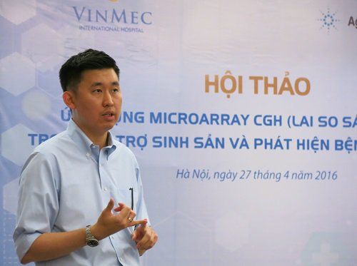 
TS Yang Lee Chee - Hãng Agilent Technologies với bài trình bày về phương pháp CGH microarray đã thu hút sự chú ý của các chuyên gia về gen
