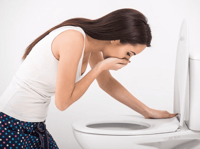 What is the cause of frequent nausea and vomiting when eating?