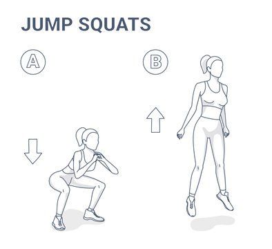 
Bài tập Cardio Squat jumps tại nhà cường độ trung bình
