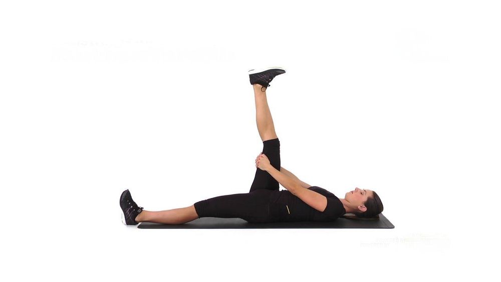 
Hình ảnh hướng dẫn thực hiện bài tập chân Supine leg stretch
