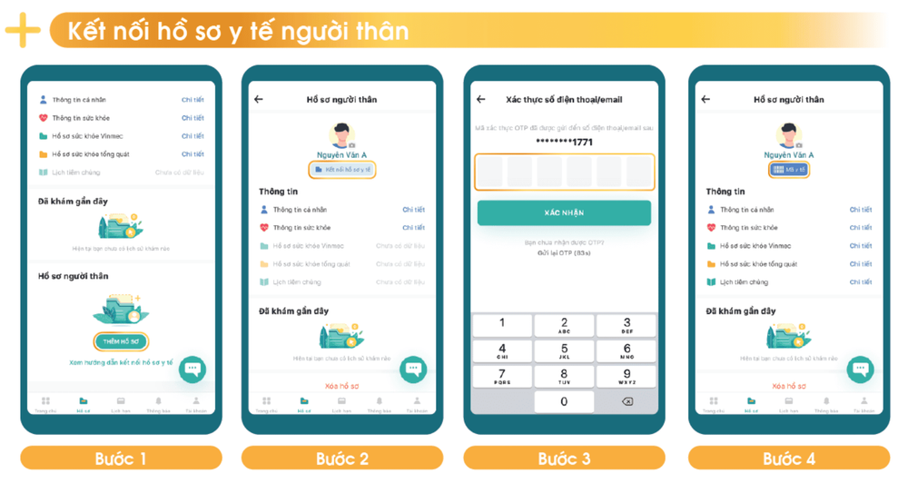 Các bước kết nối hồ sơ y tế người thân trên ứng dụng MyVinmec.