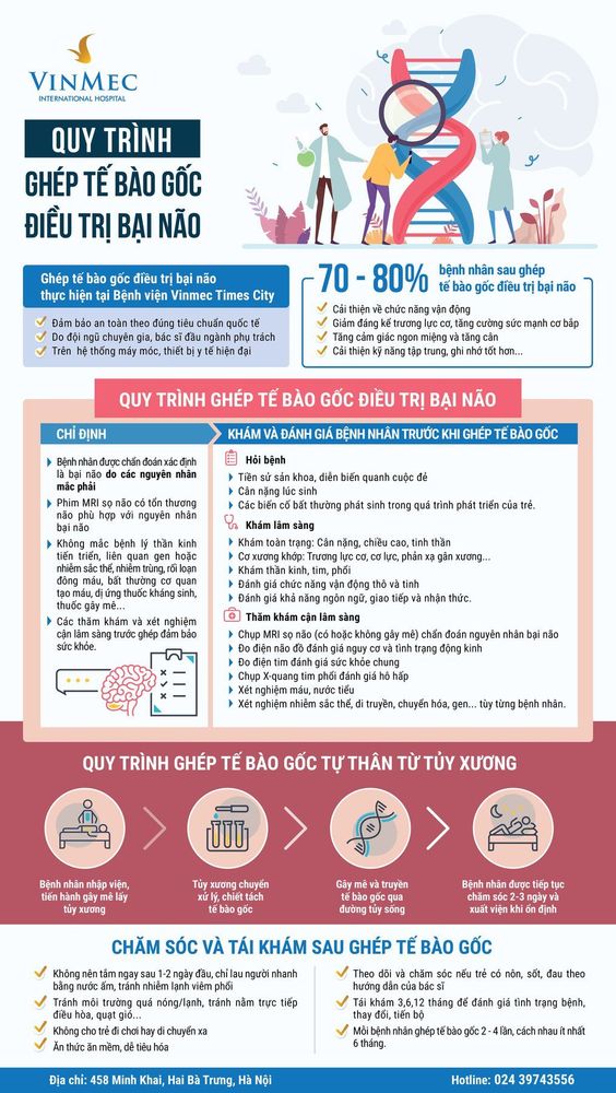 
[Infographic] Quy trình Ghép tế bào gốc chữa bại não
