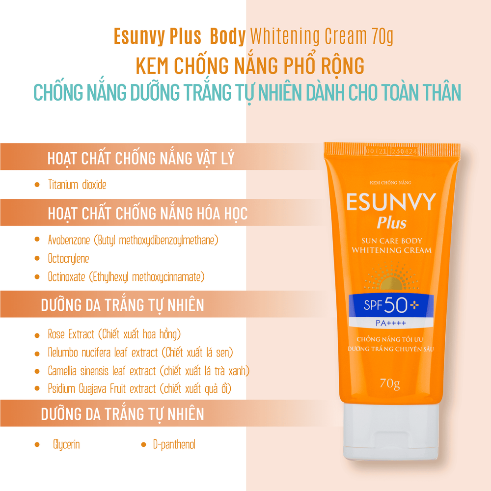 
Thành phần kem chống nắng Esunvy Plus Sun care
