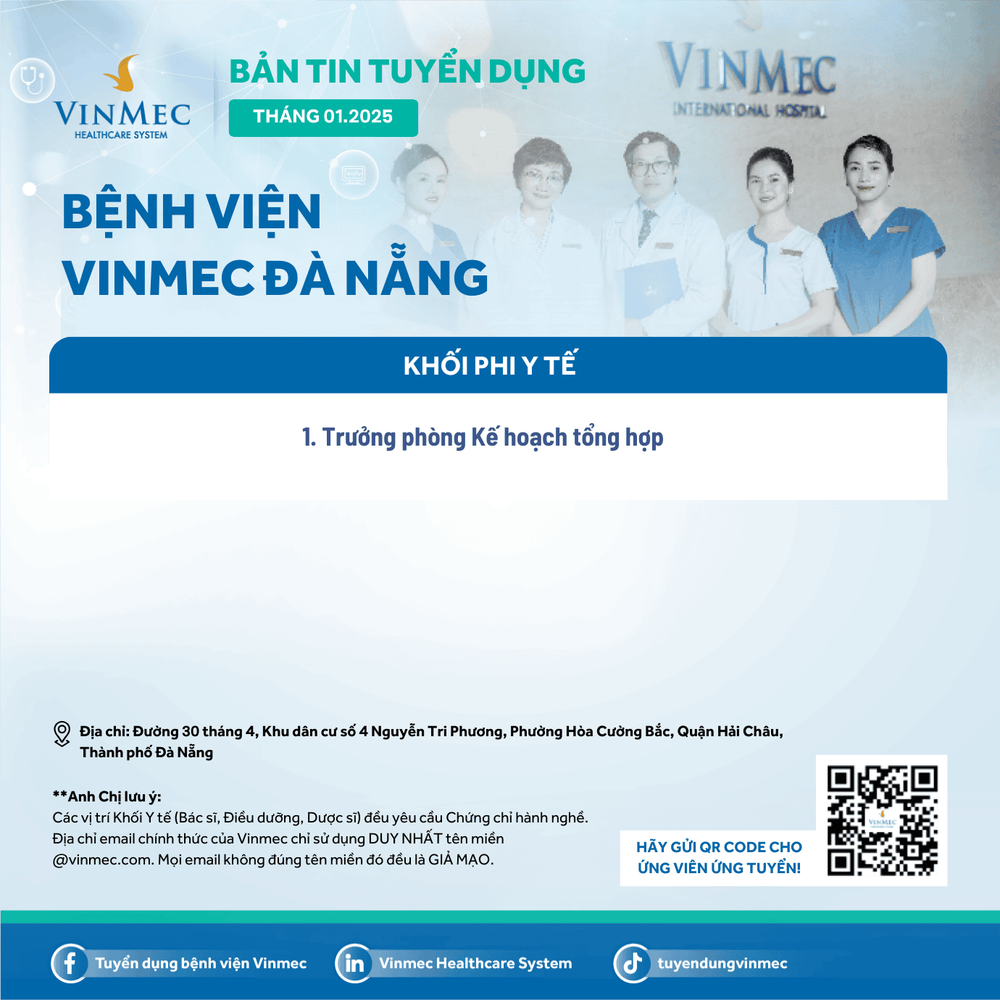 Bệnh viện Vinmec Đà Nẵng tuyển dụng tháng 1/2025