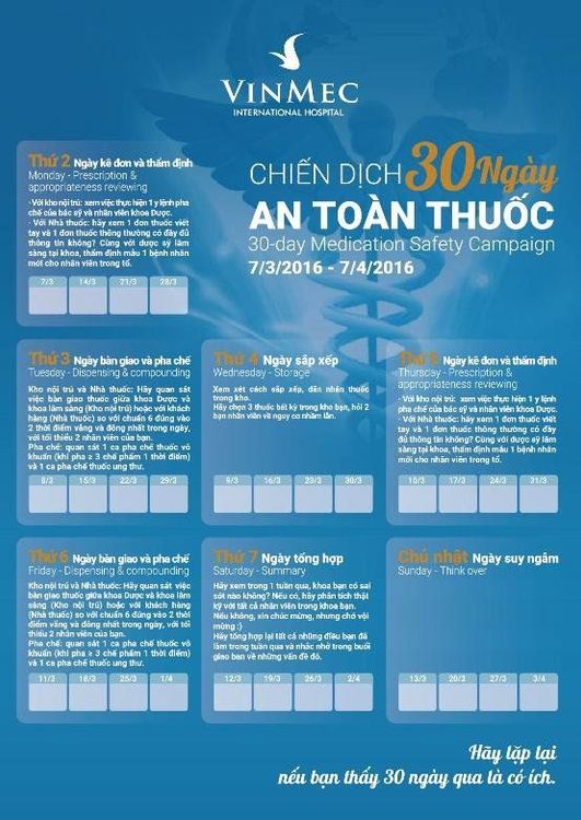 
Poster về “Chiến dịch 30 ngày an toàn thuốc” có mặt tại các khoa phòng Bệnh viện nhằm nâng cao nhận thức về an toàn thuốc của CBNV
