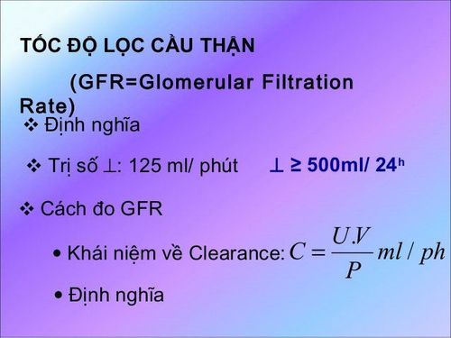 
Công thức tính độ lọc cầu thận
