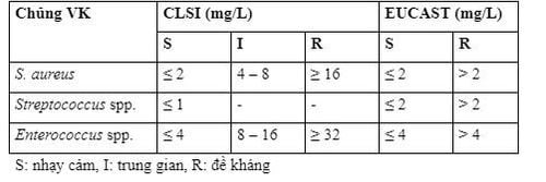 
Bảng 1. Điểm gãy nhạy cảm của vancomycin với một số chủng vi khuẩn
