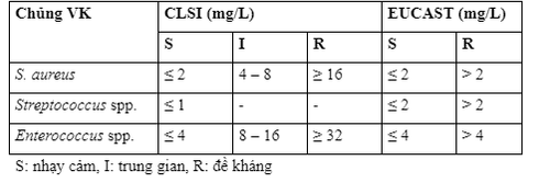 
Bảng 1. Điểm gãy nhạy cảm của vancomycin với một số chủng vi khuẩn
