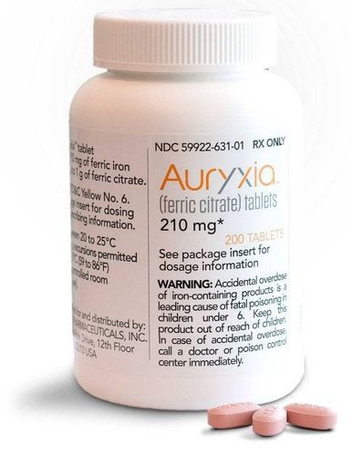 The effect of the drug Auryxia