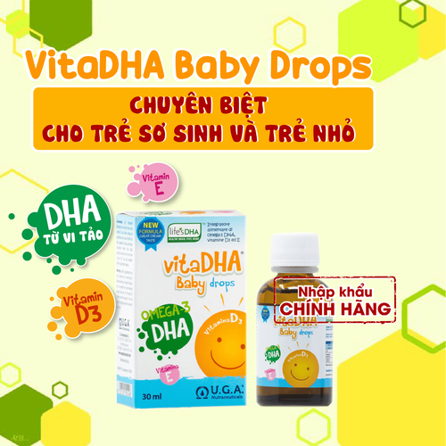VitaDHA Baby Drops - bổ sung DHA và Vitamin D3 cho trẻ sơ sinh và trẻ nhỏ từ Châu Âu