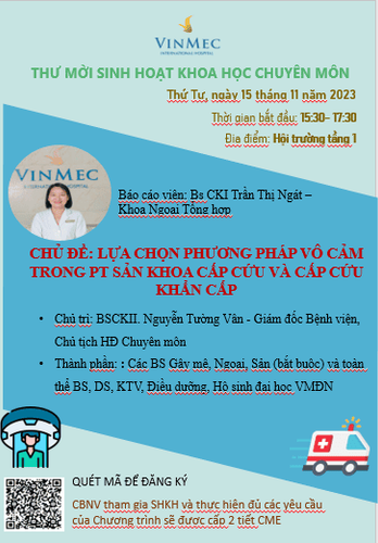 [Vinmec Đà Nẵng] Tổ chức hội thảo "Lựa chọn phương pháp vô cảm trong PT sản khoa cấp cứu và cấp cứu khẩn cấp"