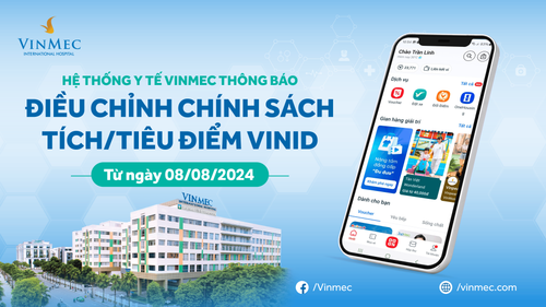 Thông báo điều chỉnh Chính sách tích/tiêu điểm VinID tại Hệ thống y tế Vinmec